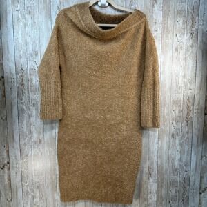 Express Camel Brown Teddy Bear‎ Cowl Neck Sweater Dress Size M